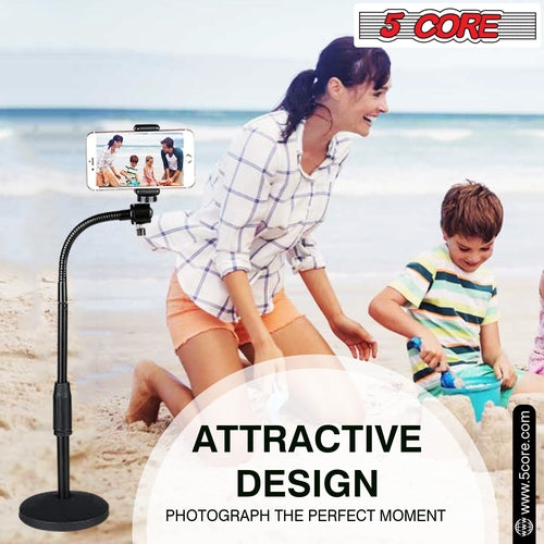 5Core Adjustable Phone Stand for Desk – Flexible Gooseneck, 360° Rotation, Heavy-Duty Metal